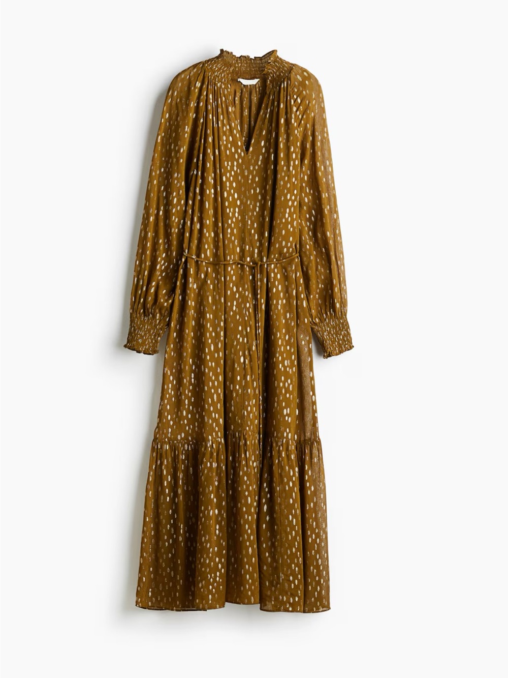 H&M Olive Green Maxi Dress with Subtle Dot Print - Picture 5 of 11